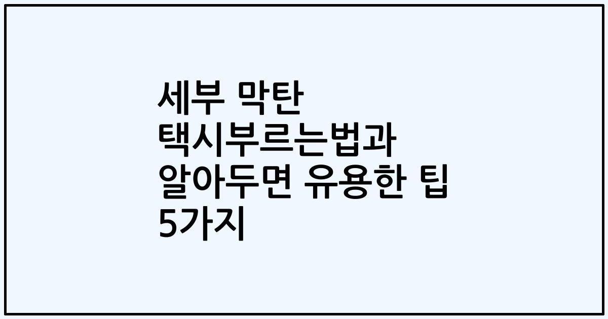 세부 막탄 택시부르는법과 알아두면 유용한 팁 5가지
