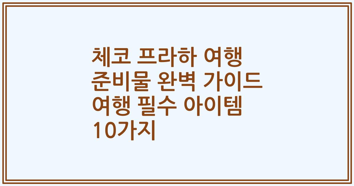 체코 프라하 여행 준비물 완벽 가이드 여행 필수 아이템 10가지
