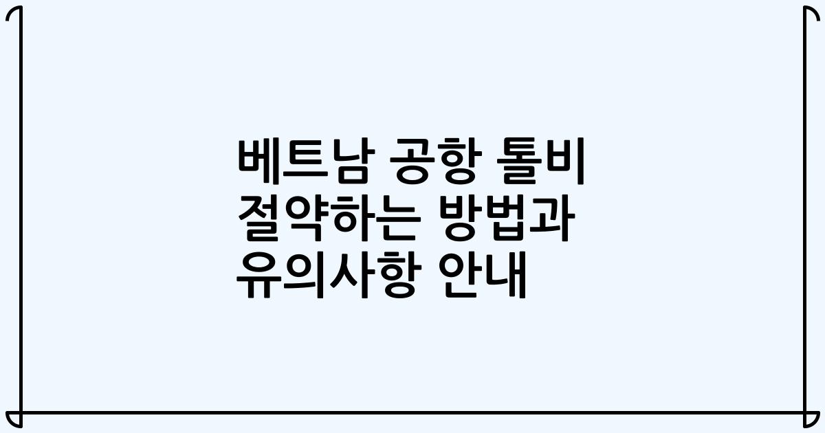 베트남 공항 톨비 절약하는 방법과 유의사항 안내