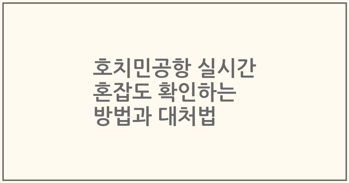 호치민공항 실시간 혼잡도 확인하는 방법과 대처법